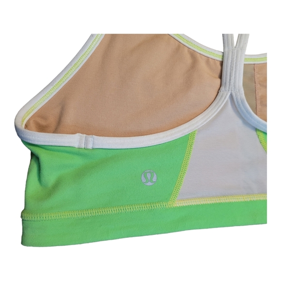 Lululemon Flow Y Bra IV Neon Green White Size 8 Racerback Sports Bra EUC - Picture 6 of 16